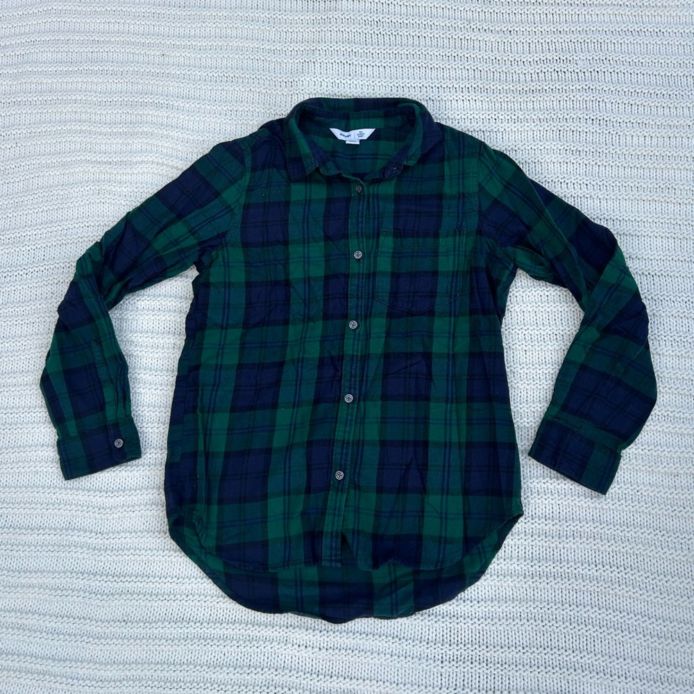 Old Navy, Green & Blue Flannel, Size M